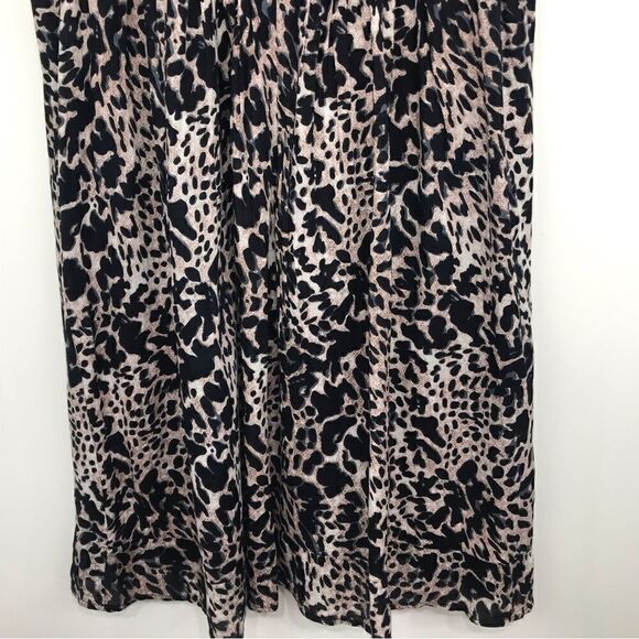 THML Black Tan Animal Print Fringe Neck Popover Cotton Dress - Picture 8 of 16